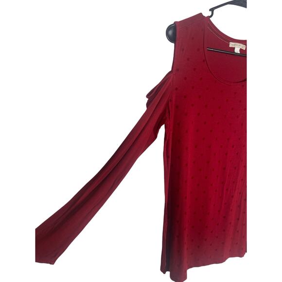 Women's Westport 1962 Red Open Should Long Sleeve Polka dot Top size Medium - Picture 2 of 6